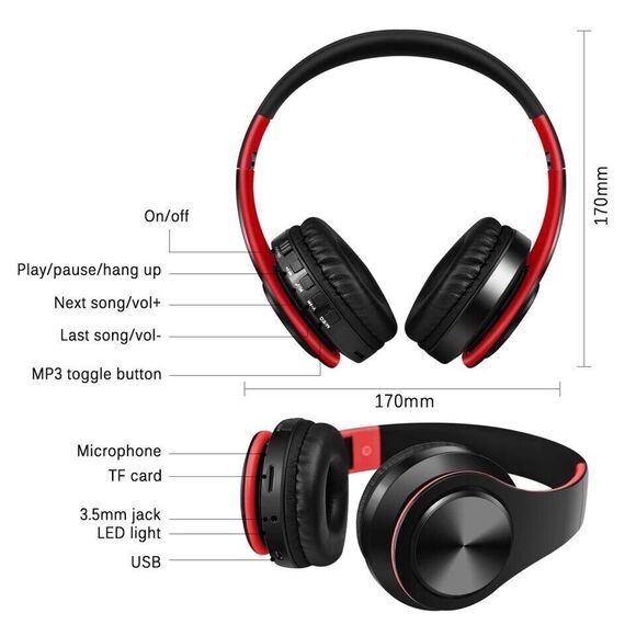 Sports Wireless Headphones Bluetooth Headphones Over Ear MIC Foldable TF Card - Picture 5 of 16